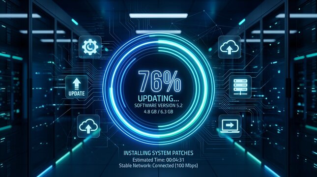Digital technology interface with futuristic data visualization and icons