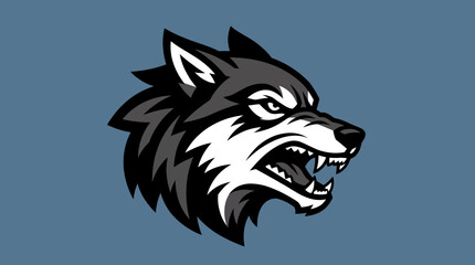 Fototapeta premium Angry Wolf Face Vector Illustration Snarling
