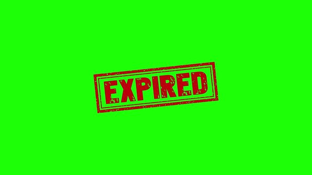 Expired rubber stamp animation. Expired Stamp textured bold text motion. Up to down stamp zooming and hit effect 4k video.