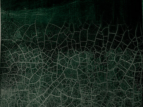 Abstract Cracked Green Ceramic Glaze Texture Background with Crackle Pattern