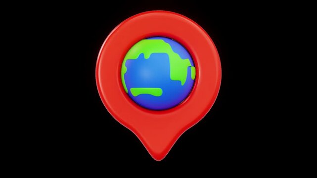 Global Earth Location Pin | Alpha Channel