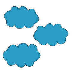 Obraz premium Set of Three Blue Cloud-Shaped Decorative Labels with Dotted Borders