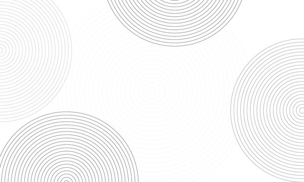 Abstract white background with black dashed concentric circles and copy space