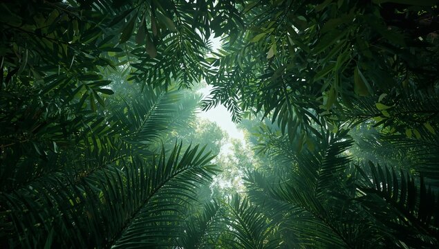 Generative AI captures a lush canopy of dense tropical jungle greenery