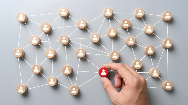 Abstract Social Network Interpersonal Connection Concept with Human Figures and Nodes