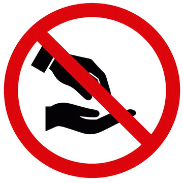 No touching forbidden action warning icon for public safety on transparent background 
