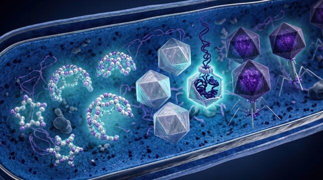 3D Rendering of Bacteriophage Viral Assembly and Bacterial Infection Process