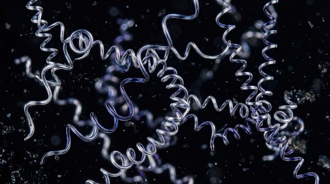 Abstract Microscopic Spiral Filaments with Metallic Sheen