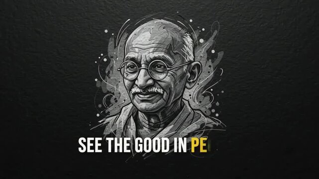 Mahatma Gandhi Illustrated Portrait with Inspirational Quote