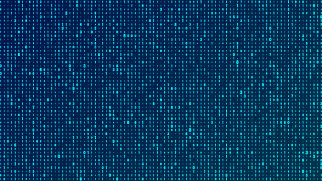 Abstract digital background with blue binary code data visualization on screen
