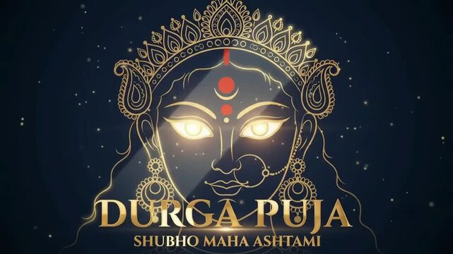 Durga Puja Maha Ashtami Greeting with Glowing Goddess Illustration