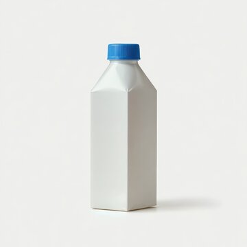white paperboard carton with blue screw cap on a neutral background, minimal clean product shot conveying freshness and calm
