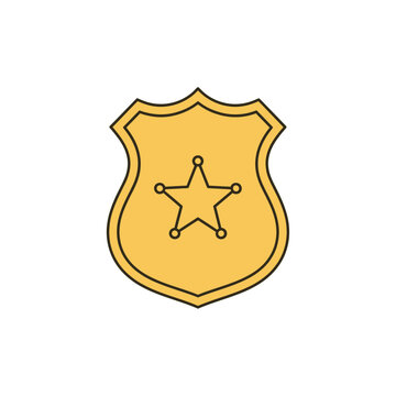 Golden shield emblem with star with incorporating five pointed star connecting lines small circles evoking themes authority official recognition