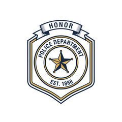 Fototapeta premium Vintage police department honor badge with star with professional design navy gold accents word honor top timeless department emblem with showcases classic shield