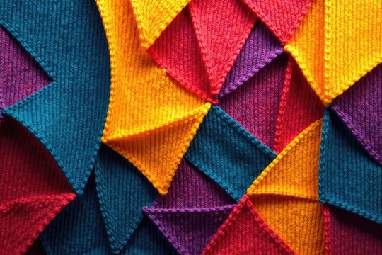 Intricate geometric textile design, bold color blocking, intricate, wallpaper, decor