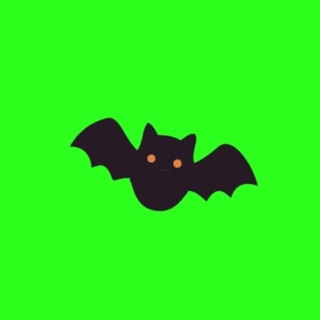 Flying bat isolated on the green screen background. Halloween background
