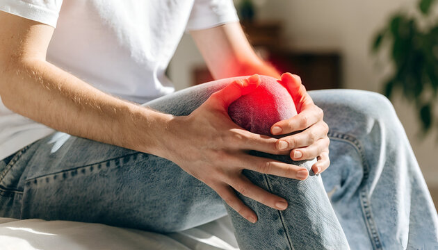 Man Experiencing Knee Pain at Home