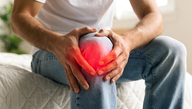 Man Experiencing Knee Pain at Home