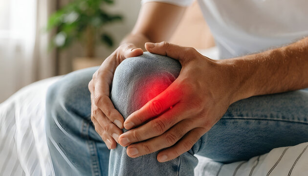 Man Experiencing Knee Pain at Home