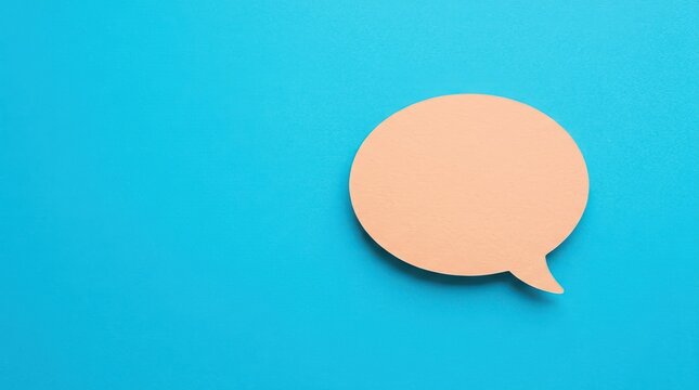 A blank speech bubble on a bright blue background