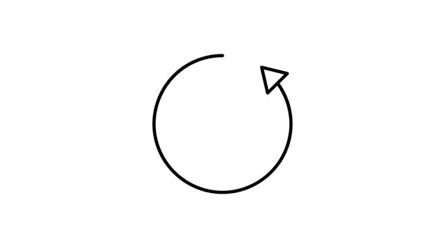 Circular reload arrow symbol indicating refresh or update action with circular rotation minimalist interface software application