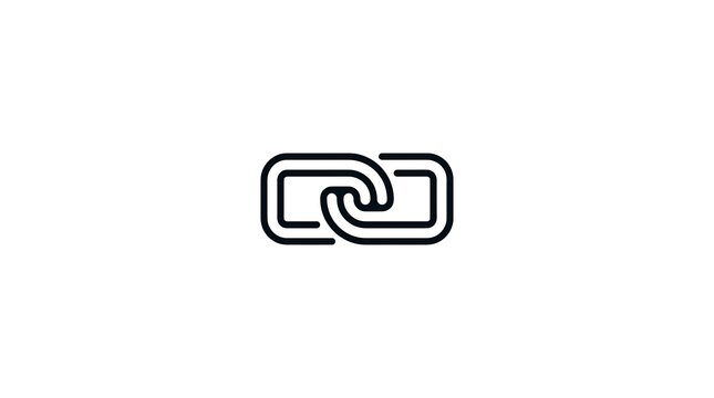 Minimalist hyperlink chain links icon line art graphic symbol on white background with hyperlink minimalist connection internet integration