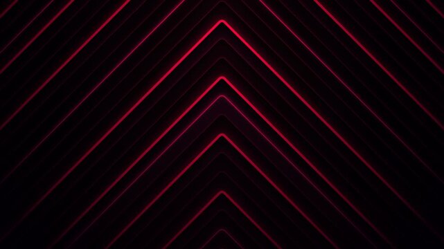 Vibrant neon pink chevron arrows glowing brightly in darkness forming a dynamic geometric visual pattern that creates a compelling futuristic atmosphere for technological displays