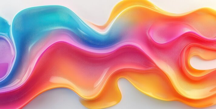 abstract smooth glossy liquid ribbons in rainbow gradients conveying vibrant energetic joyful motion