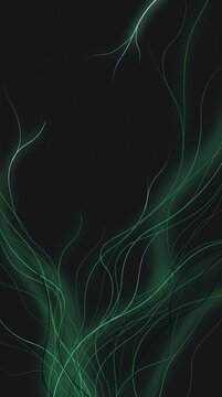 Abstract flowing green luminous lines emerging across a dark background, creating a futuristic digital atmosphere suitable for technology, energy, innovation and modern visual designs.