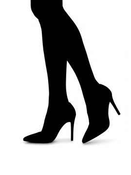 Elegant pair of black high heel shown as a bold silhouette on a clean white background, ideal for fashion campaigns, footwear advertising and design projects.