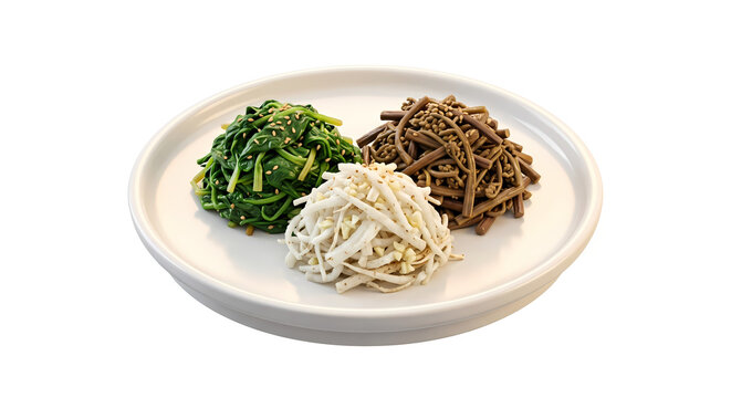 3D Isometric Three-Color Namul Seasoned Vegetables, Three Colors Namul Plate