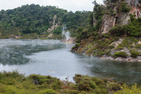 Frying Pan Lake in Waimangu Volcanic Valley is the world's largest hot spring - Rotorua, New Zealand