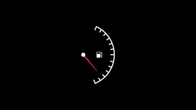 Fuel gauge from full to empty animation. 4K Video