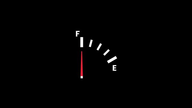 close up car fuel gauge animation icon on black background. 4K Video