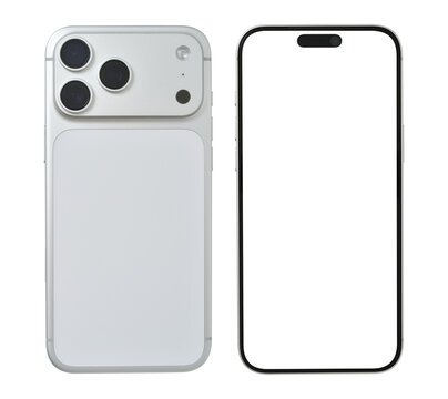 phone mockup,  mobil back view , smartphone flat isolated with clipping path on white background.