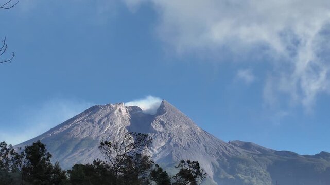 view mount volcano of merapi. aerial of volcano mount
