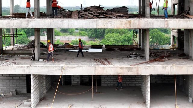 25 August 2026 &ndash; Vadodara, Gujarat, India
Construction worker engaged in building construction activities at an active construction site in Vadodara, Gujarat, as part of ongoing building development.