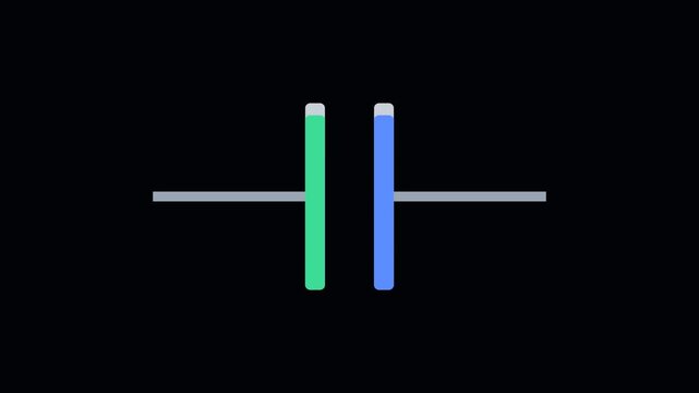 Capacitor charging Animation - Electronics & Electrical. Animated capacitor charging motion graphic illustrating electronics and electrical concepts, ideal for technology