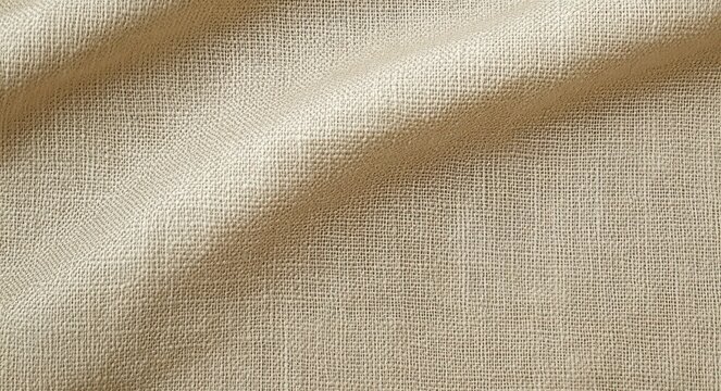 close-up of beige woven fabric with subtle folds and soft textured surface conveying a calm, warm, neutral feeling