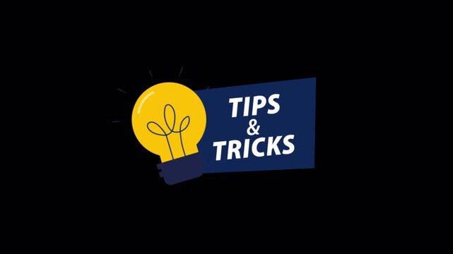 Animated Tips and Tricks Graphic with Lightbulb Icon- Transparent