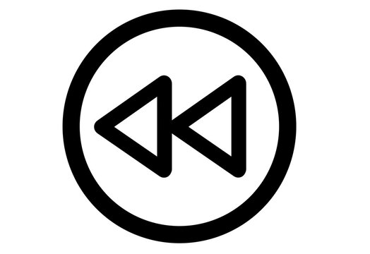Rewind button circle media control icon transparent background