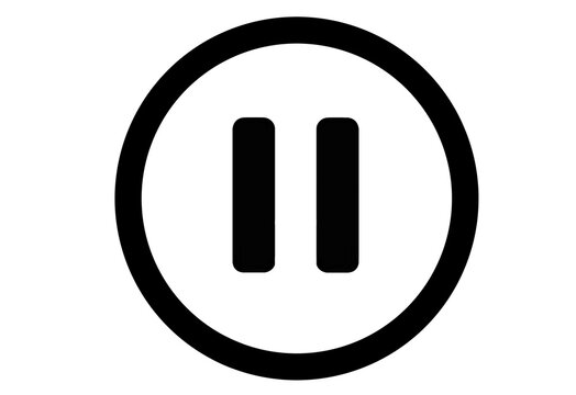 Black outline pause button media control icon transparent background