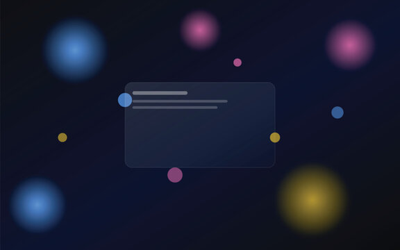 Dark Night Bokeh Background with Glassmorphism Panel and Neon Lights
