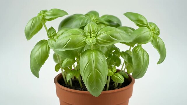 鉢植えのバジルの葉