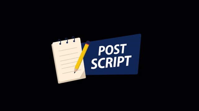 Animated Notepad with Pencil and Post Script - Transparent