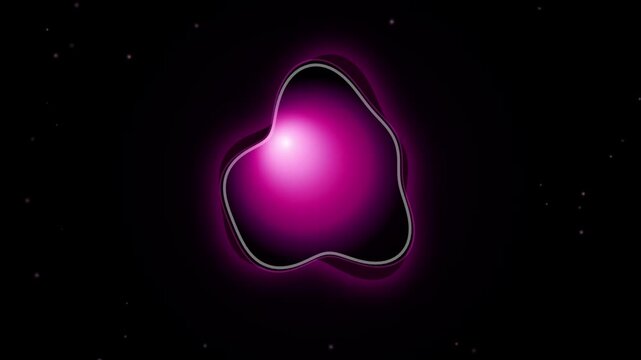 Abstract glowing pink amorphous shape pulsating with soft light and subtle particles 