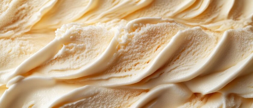 close-up of swirled creamy vanilla ice cream texture, indulgent and smooth