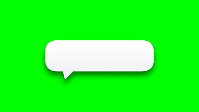 Blank white speech bubble on green screen background with soft shadow.