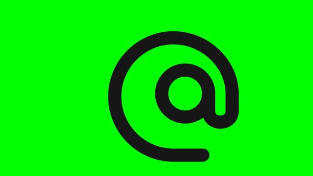 Black at symbol icon on green screen background for digital communication