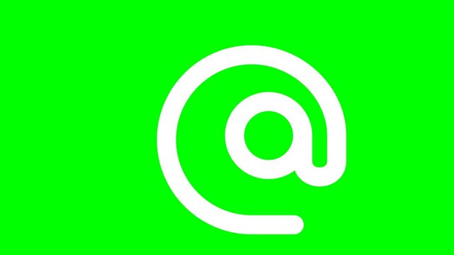 White at symbol icon on chroma key green background
